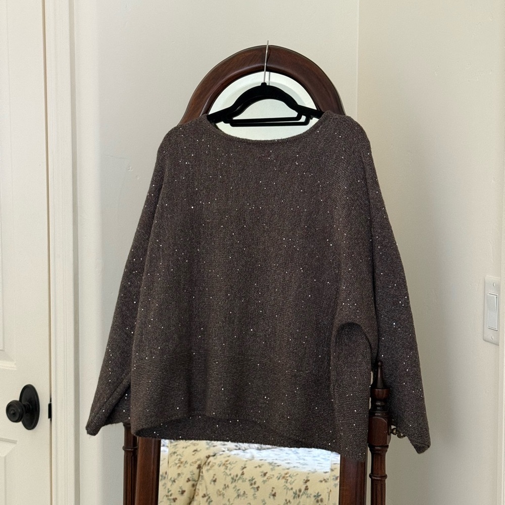 Zara Sequin Knit Crewneck Sweater